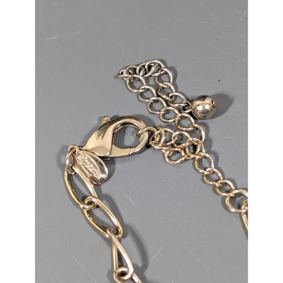 Chicos Two Tone Multi Chain Long Necklace Hammered Oval Link Boho Coastal Chic - Picture 9 of 10